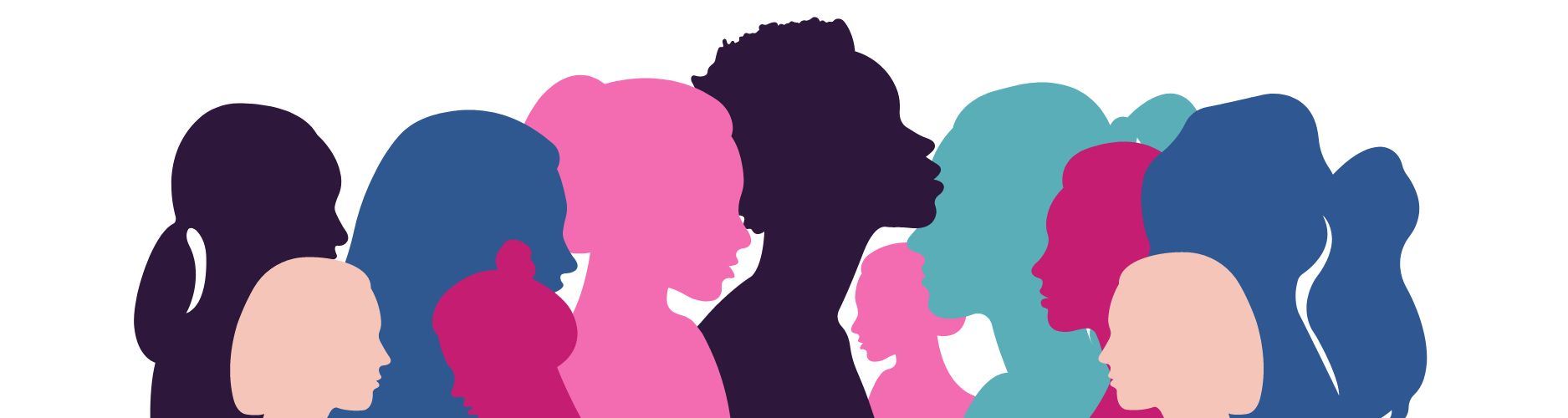 silhouettes of women's profiles in different colours