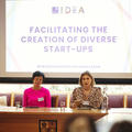 Two speakers during a masterclass session on facilitating creation of diverse startups